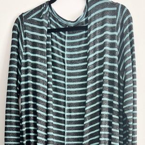 LuLaRoe Sarah Duster Cardigan - Turquoise and Black Heathered